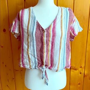 Vanilla Star Linen vertical striped shirt